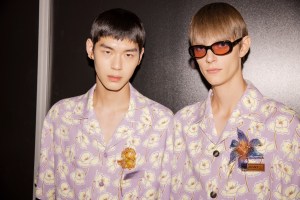 Backstage at Versace Spring 2025 Ready-To-Wear Collection at Milan Fashion Week