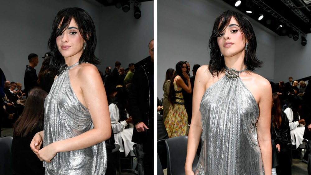 A close up of Cabello's latest haircut, Camila Cabello at the Rabanne Spring 2025 ready-to-wear show.