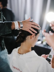 Backstage at the Coach spring 2025 ready-to-wear show at New York Fashion Week.