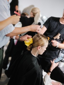 Backstage at the Coach spring 2025 ready-to-wear show at New York Fashion Week.