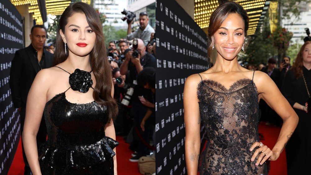 Selena Gomez, Rodarte, Emilia Pérez, Zoë Saldaña, Armani Privé, red carpet premiere, Toronto International Film Festival