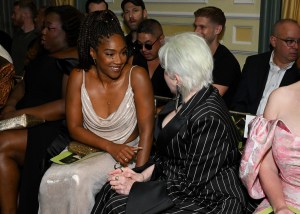 Tiffany Haddish and Cyndi Lauper at the Christian Siriano Spring 2025 ready-to-wear show.
