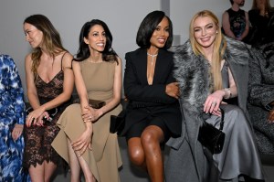 Olivia Wilde, Huma Abedin, Kerry Washington and Lindsay Lohan at the Michael Kors Spring 2025 Ready-to-Wear show