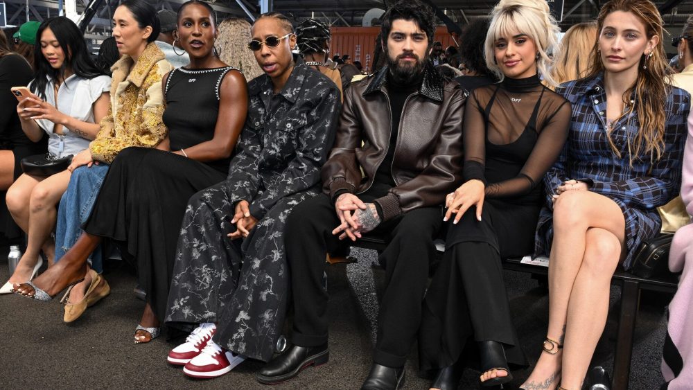 Eva Chen, Issa Rae, Lena Waithe, Zayn Malik, Camila Cabello and Paris Jackson at the Off-White Spring 2025 Ready-to-Wear show