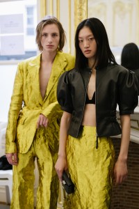 Backstage at Gabriela Hearst Spring 2025 Ready-to-Wear Collection at Paris Fashion Week