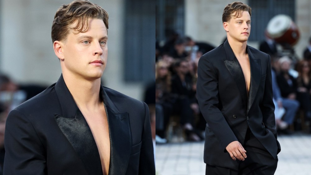 Joe Burrow walks the runway modeling during Vogue World, paris fashion week, backless
