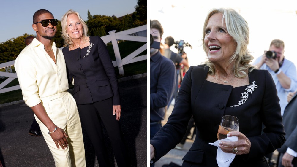 Usher and Dr. Jill Biden at Ralph Lauren RTW Spring 2025 new york fashion week beckman blazer
