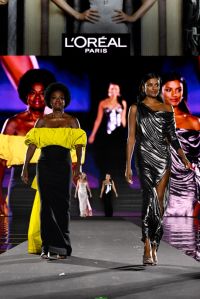 PARIS, FRANCE - SEPTEMBER 23: Viola Davis and Simone Ashley walk the runway during "Le Défilé L'Oréal Paris – Walk Your Worth" Womenswear Spring-Summer 2025 show as part of Paris Fashion Week on September 23, 2024 in Paris, France. (Photo by Kristy Sparow/Getty Images for L'Oréal Paris)