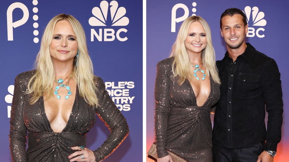 NASHVILLE, TENNESSEE - SEPTEMBER 26: Miranda Lambert attends the 2024 People's Choice Country Awards at The Grand Ole Opry on September 26, 2024 in Nashville, Tennessee. (Photo by Terry Wyatt/Getty Image, brown alex perry gathered midi dress with sequins
