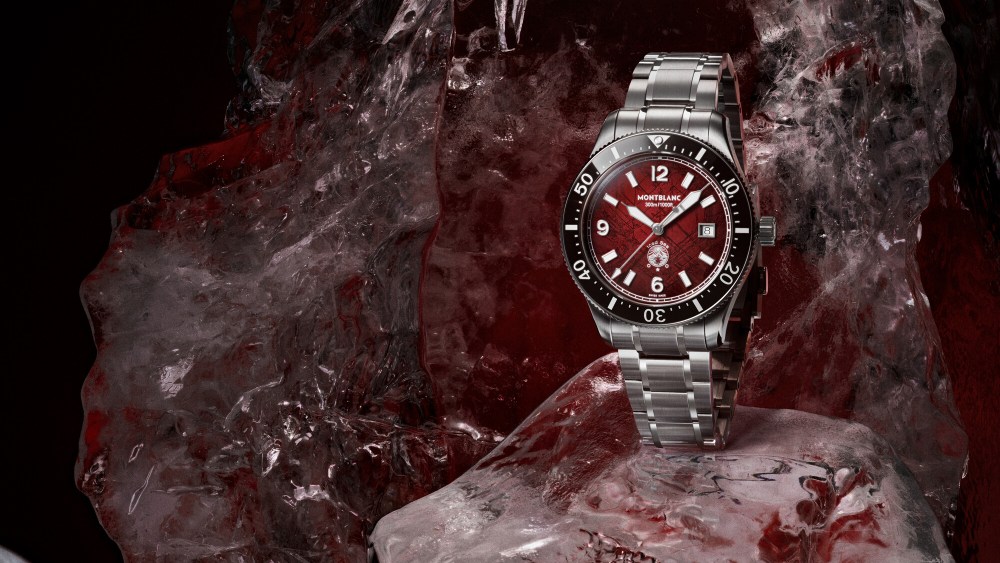 The Montblanc Iced Sea Automatic Date with a burgundy dial.