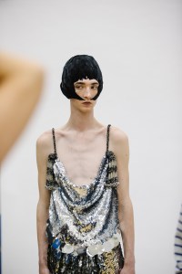 Backstage at the Palomo Spain spring 2025 ready-to-wear show at New York Fashion Week.