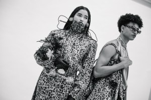 Backstage at the Palomo Spain spring 2025 ready-to-wear show at New York Fashion Week.