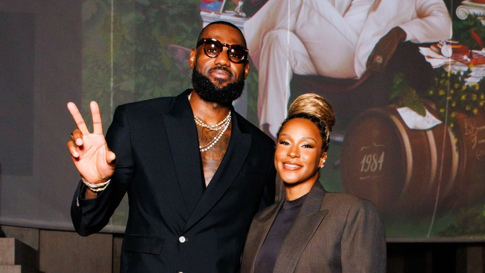 Lebron James and his wife Savannah James celebrating Lebron's collaboration with Hennessy in L.A. on Sept. 26.