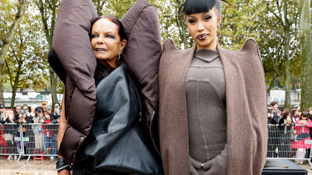 Michèle Lamy and Cardi B at the Rick Owens Spring 2025 ready-to-wear show