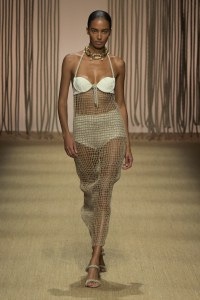 Model on the runway at Roberto Cavalli RTW Spring 2025 as part of Milan Ready to Wear Fashion Week on September 18, 2024 in Milan, Italy.
