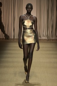 Model on the runway at Roberto Cavalli RTW Spring 2025 as part of Milan Ready to Wear Fashion Week on September 18, 2024 in Milan, Italy.