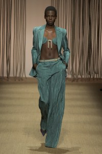Model on the runway at Roberto Cavalli RTW Spring 2025 as part of Milan Ready to Wear Fashion Week on September 18, 2024 in Milan, Italy.
