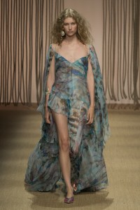 Model on the runway at Roberto Cavalli RTW Spring 2025 as part of Milan Ready to Wear Fashion Week on September 18, 2024 in Milan, Italy.