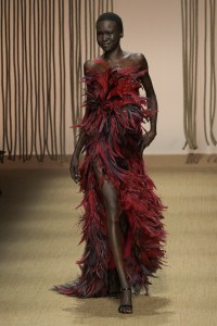 Alek Wek on the runway at Roberto Cavalli RTW Spring 2025 as part of Milan Ready to Wear Fashion Week on September 18, 2024 in Milan, Italy.