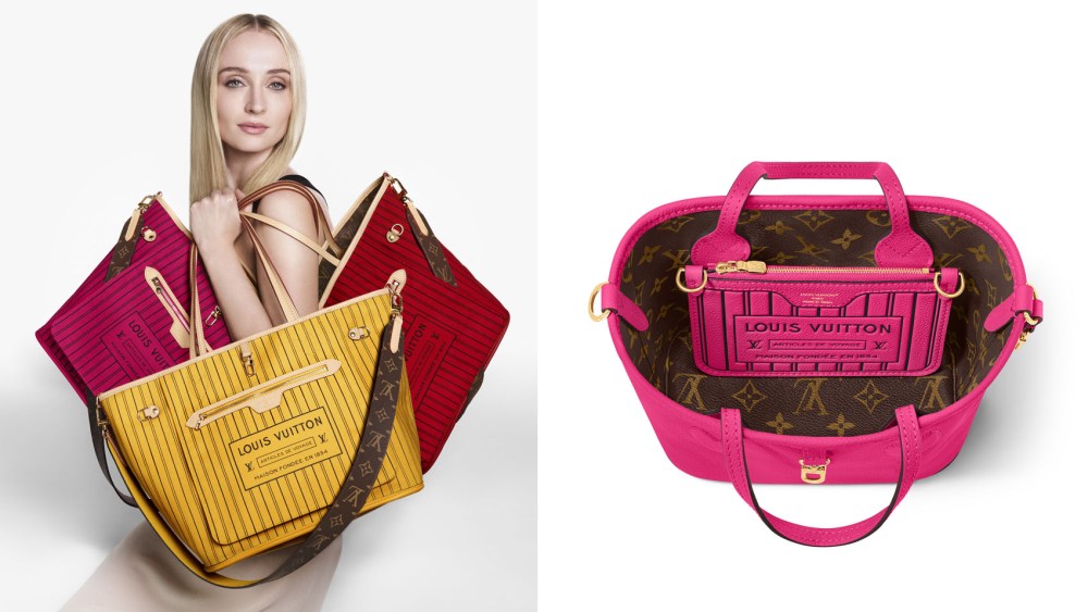 louis vuitton Neverfull Inside Out bags, sophie turner