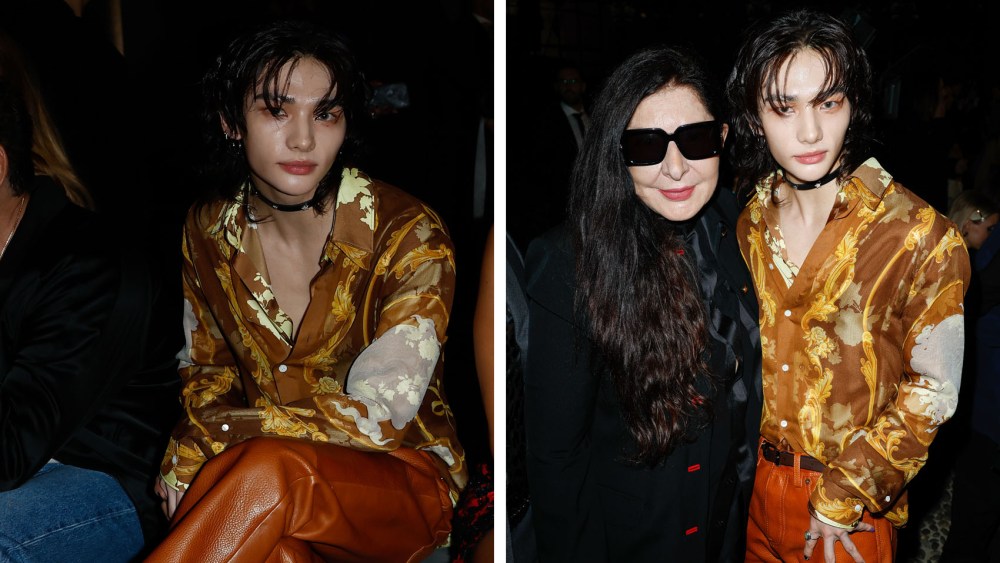 Hyujin and Marina Abramovic at Versace spring 2024 show on September 20 in Milan, Italy.