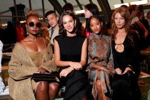 KiKi Layne, Bruna Marquezine, Kilo Kish and Ivy Getty at the Tory Burch Spring 2025 Ready-to-Wear show