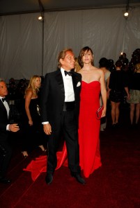 Valentino Garavani and Jennifer Garner attend the Metropolitan Museum of Art's annual Costume Institute gala in New York City. Garner wears vintage Valentino Haute Couture.