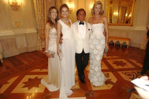 Elizabeth Hurley, Natalia Vodianova, Valentino Garavani and Eva Herzigova attend a screening of Matt Tyrnauer's 'Valentino: The Last Emperor' at the Venice Film Festival in Venice. Vodianova and Herzigova wear Valentino Haute Couture.