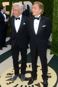 Giancarlo Giametti and Valentino Garavani attend Vanity Fair's 19th annual Oscars party at the Sunset Tower Hotel.
