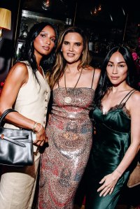 Jasmine Tookes, Veronica Miele Beard and Stephanie Suganami at the Veronica Beard NYFW Party held at The Nines during New York Ready to Wear Fashion Week on September 5, 2024 in New York, New York.
