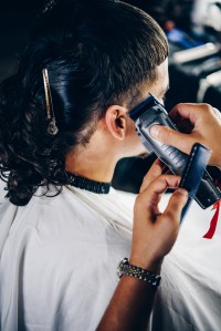 Backstage at the Willy Chavarria Spring 2025 ready-to-wear show at New York Fashion Week.