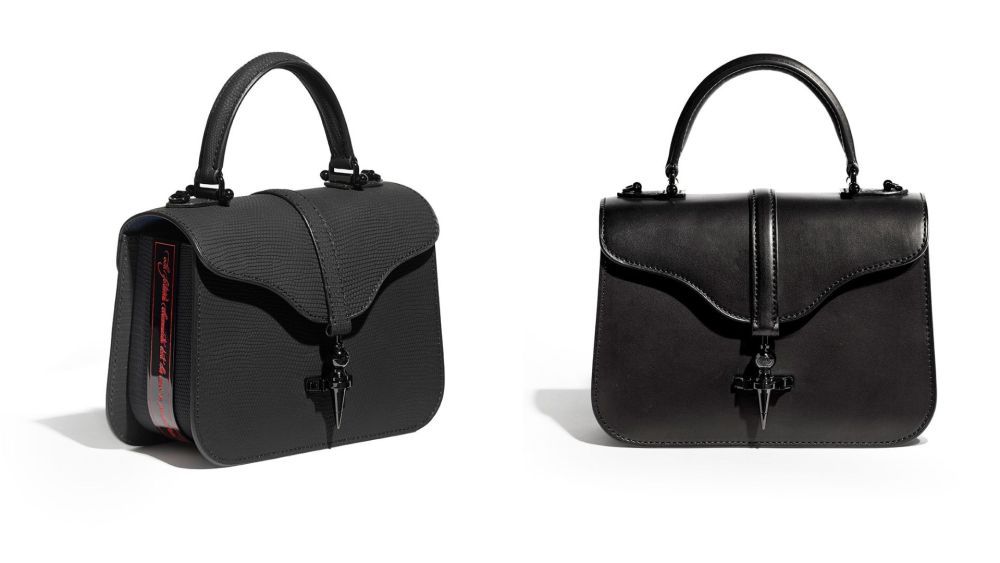 The lizard and heritage leather versions of the Joseph Duclos Diane bag made to celebrate the addition of Maurizio Nannucci's "Red Line" to the Centre Pompidou's permanent collection.