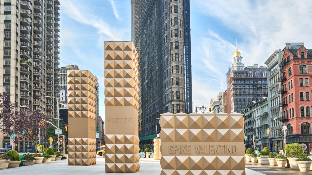 Valentino Beauty's "Spike Square" pop-up in New York's Flatiron Plaza.