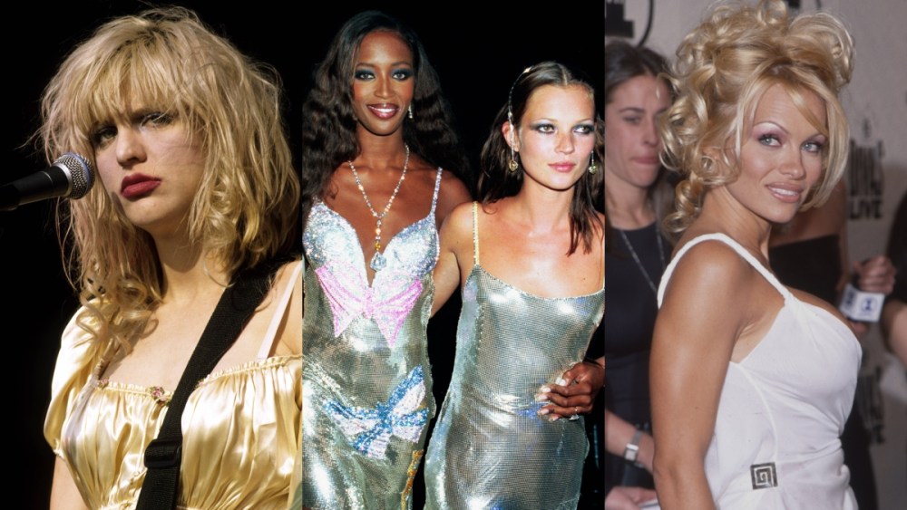 Courtney Love, Naomi Campbell, Kate Moss, Pamela Anderson, 1990s makeup trends, pamela anderson eyebrows