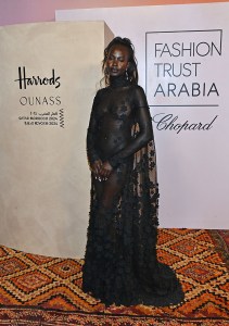 MARRAKESH, MOROCCO - OCTOBER 24: (EDITOR'S NOTE: Image contains partial nudity.) Aweng Chuol attends Fashion Trust Arabia 2024 at El Badi Palace on October 24, 2024 in Marrakech, Morocco.

Photo by Dave Benett