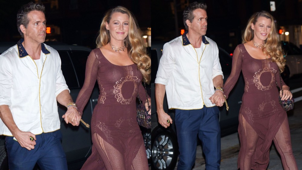 Ryan Reynolds and Blake Lively on Oct. 11 in New York, sheer trend, Paola Frani dress, Chanel bag, Valentino boots