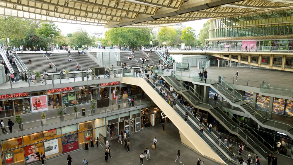 A view of Les Halles mall in Paris