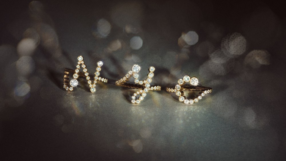 Rings from Sophie Bille Brahe's Lettre de Lumière collection.