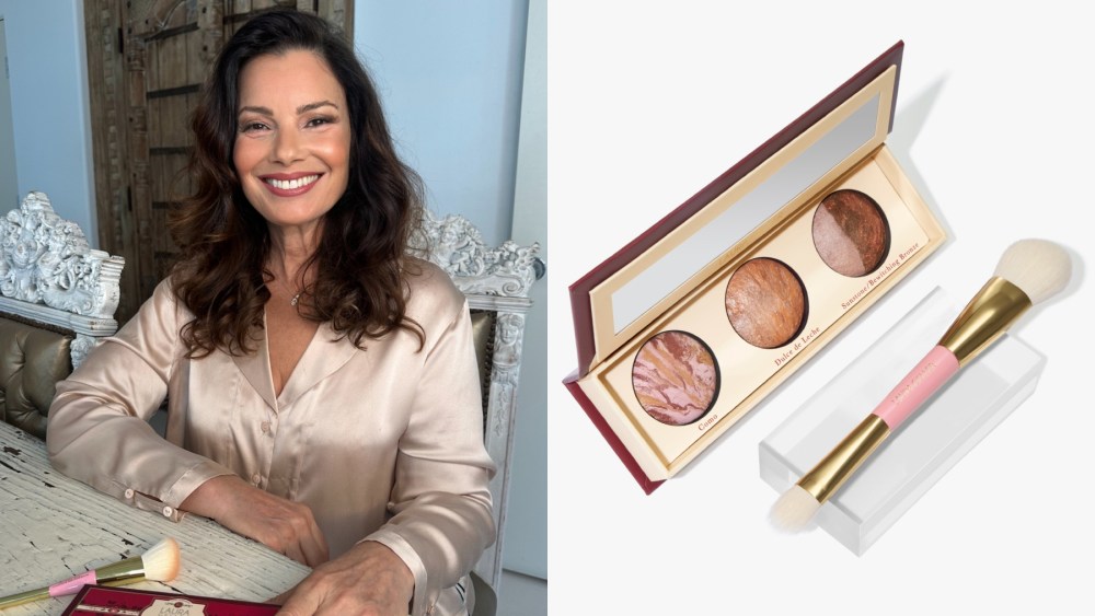 Fran Drescher wearing her Laura Geller Cancer Schmancer Kit, palette, makeup, beauty, breast cancer awareness month, charity