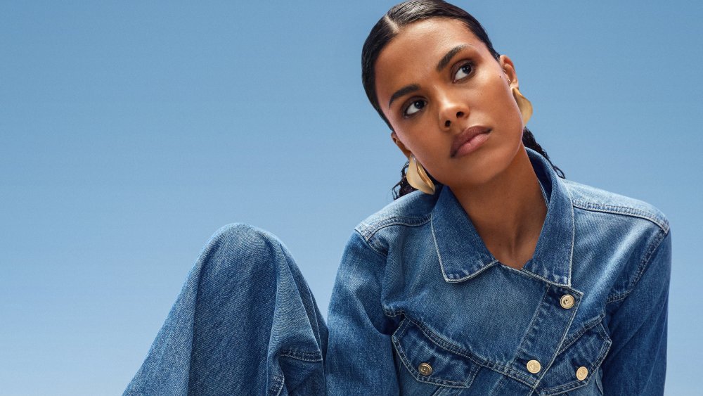 Gap x Cult Gaia jacket, top and jeans.