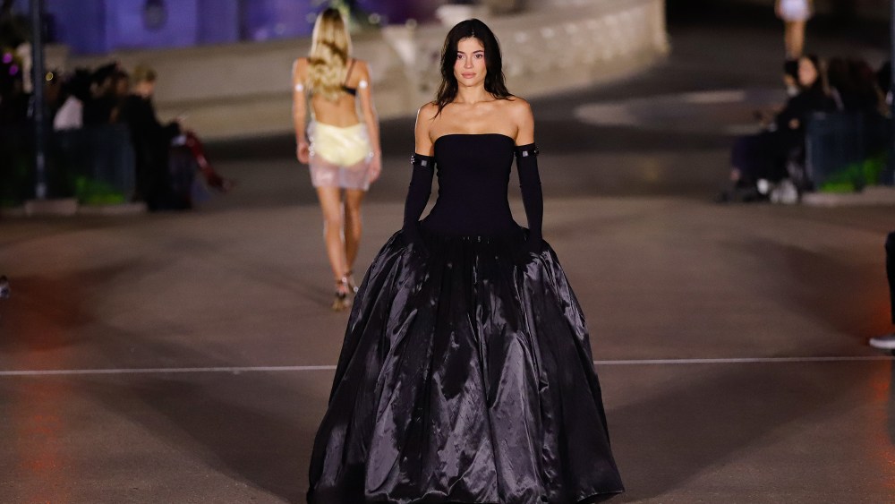 Kylie Jenner on the runway at Coperni's spring 2025 fashion show on Oct. 1 in Paris, Disney, princess