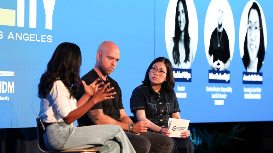 From left: Shobha Philips, founder of Proclaim; Adam Taubenfligel, co-founder, creative director and responsiblity lead at Triarchy; and Jasmin Malik Chua, sourcing and labor editor at Sourcing Journal.