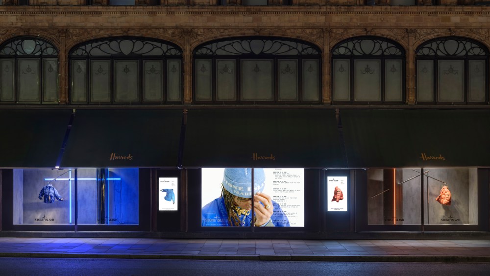 Stone Island's window takeover at Harrods.