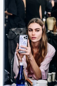 Mia Armstrong backstage at the Victoria Secret Fashion Show 2024