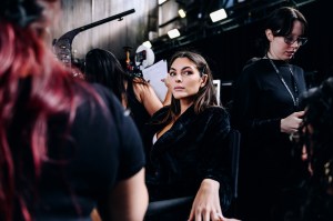 Vittoria Ceretti backstage at the Victoria Secret Fashion Show