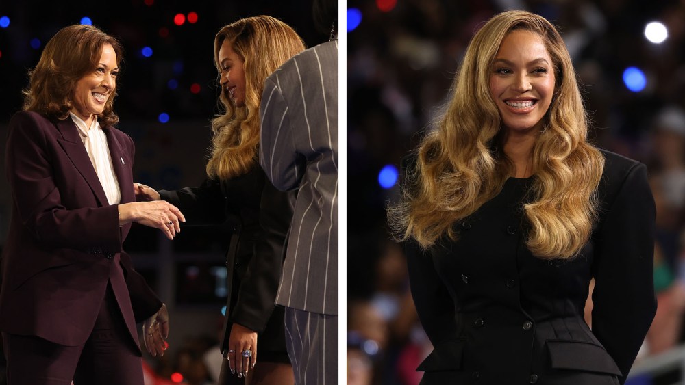 Beyonce looks on during a campaign rally with Democratic presidential candidate, U.S. Vice President Kamala Harris, at Shell Energy Stadium on Oct. 25, 2024 in Houston, Texas.