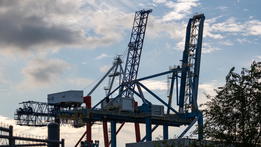 Cranes used for shipping containers rise from the Red Hook Container Terminal in Brooklyn on September 30, 2024 in New York City. A  massive strike that could shut down ports across the East and Gulf coasts is all but certain to begin at midnight as members of the International Longshoremen’s Association continue to make salary and other demands to the United States Maritime Alliance, which controls many of the ports across the country.