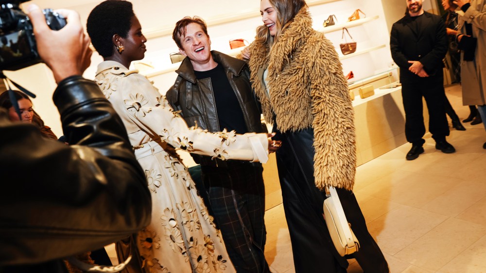 Jodie Turner-Smith, Daniel Lee, and Cara Delevingne at the reopening of Burberry's flagship store on E. 57th Street in Manhattan.