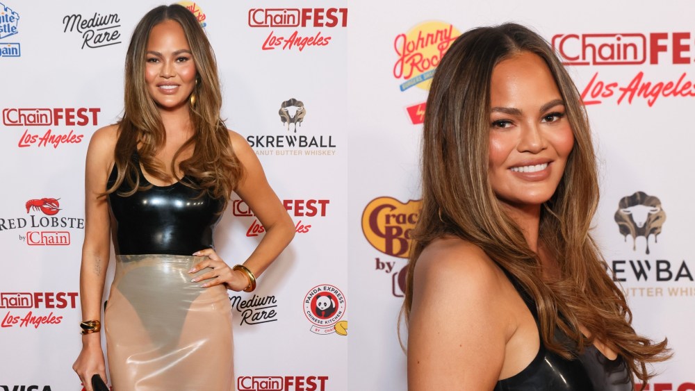 Chrissy Teigen, Alaïa latex dress, ChainFEST 2024 red carpet