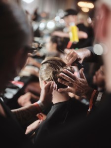 Backstage at the Giorgio Armani Spring 2025 ready-to-wear show